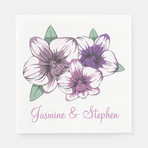 Serviette En Papier Fleurs de mariage de l'orchidée violette florale