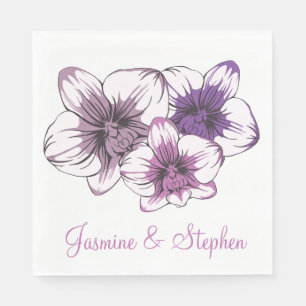 Serviette En Papier Fleurs de mariage de l'orchidée violette florale