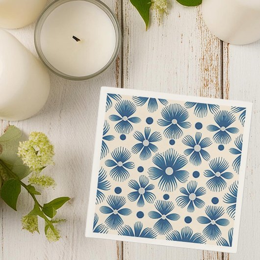 Serviette En Papier Fleurs de mariage du milieu du siècle | Impression