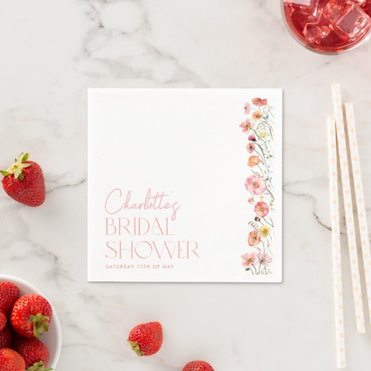 Serviette En Papier Fleurs de mariage floral Poppy Fleur sauvage (En situation)