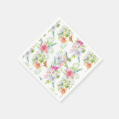Serviette En Papier Fleurs de mariage Lys et oiseaux Aquarelle (Coin)