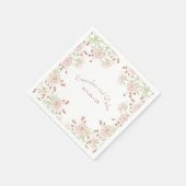 Serviette En Papier Fleurs de mariage rose poudré (Coin)
