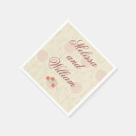 Serviette En Papier Fleurs de mariage rouges (Coin)