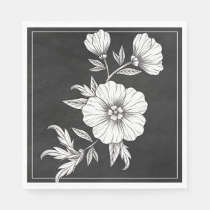Serviette En Papier Fleurs de mariage sur tableau noir floral vintage