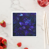 Serviette En Papier Fleurs de minuit argentées (En situation)
