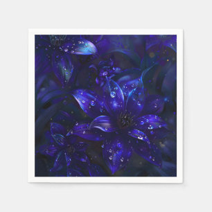 Serviette En Papier Fleurs de minuit argentées