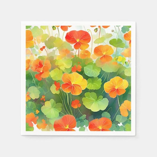 Serviette En Papier Fleurs de Nasturtium vibrantes (Devant)