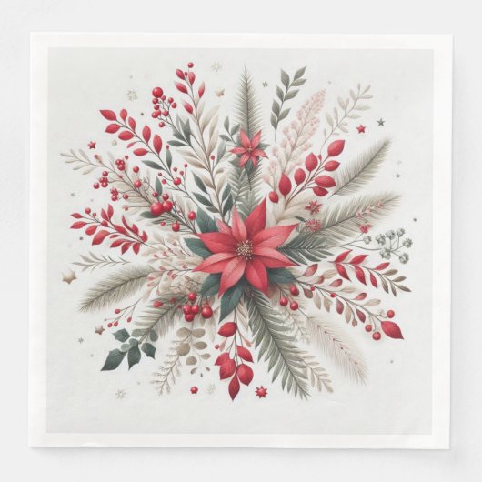 Serviette En Papier Fleurs de Noël (Devant)