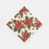 Serviette En Papier Fleurs de Noël Rouge Poinsettia (Coin)