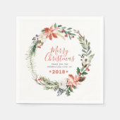 Serviette En Papier Fleurs de Noël rustiques Wreath (Devant)