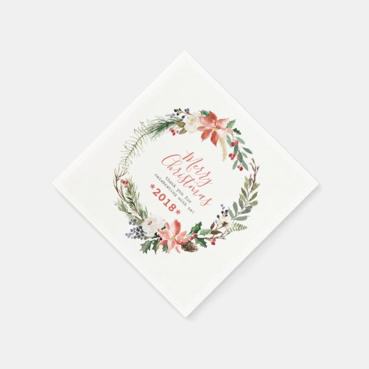 Serviette En Papier Fleurs de Noël rustiques Wreath (Coin)
