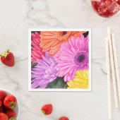 SERVIETTE EN PAPIER FLEURS DE PAPIER GERBER BRILLANTES NAPKINS (En situation)