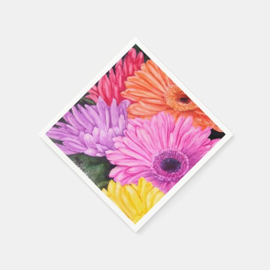 SERVIETTE EN PAPIER FLEURS DE PAPIER GERBER BRILLANTES NAPKINS (Coin)