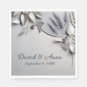 Serviette En Papier Fleurs De Papier Métallique Anniversaire Sur Argen (Devant)