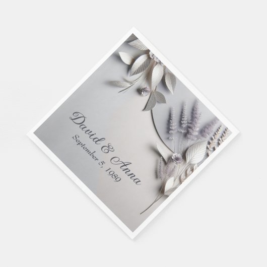 Serviette En Papier Fleurs De Papier Métallique Anniversaire Sur Argen (Coin)