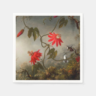 Serviette En Papier Fleurs de passion avec tête de colibris