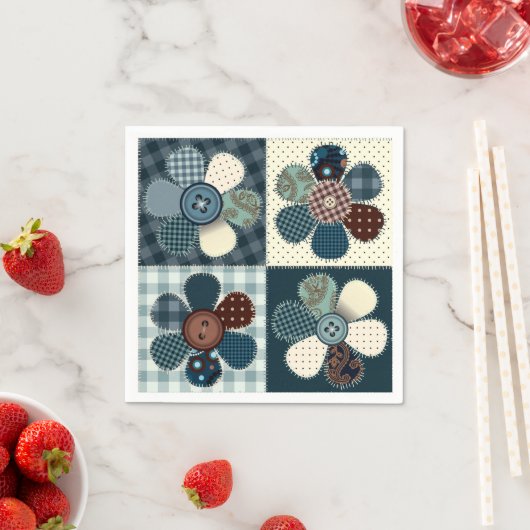 Serviette En Papier Fleurs de Patchwork (En situation)