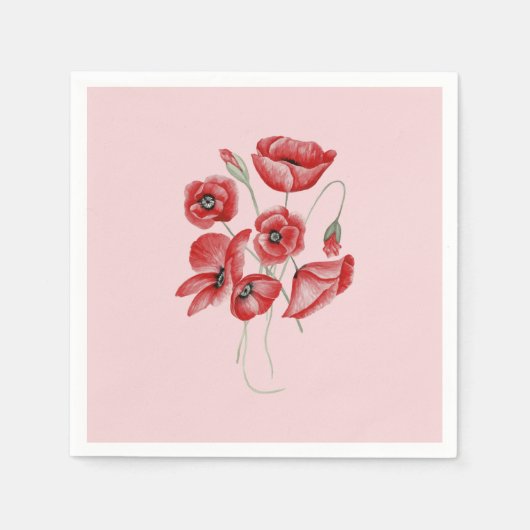 Serviette En Papier Fleurs de pavot (Devant)