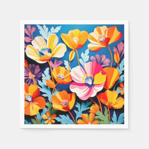 Serviette En Papier Fleurs de pavots de Californie