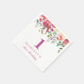 Serviette En Papier Fleurs de Peach rose Fille 1er anniversaire fête N (Coin)