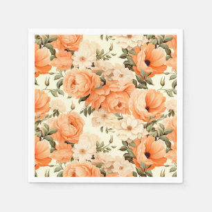 Serviette En Papier Fleurs de pêche beige délicates