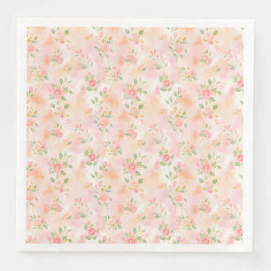 Serviette En Papier Fleurs de pêche roses petites aquarelles abstraite