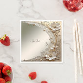 Serviette En Papier Fleurs de perles blanches modernes (En situation)