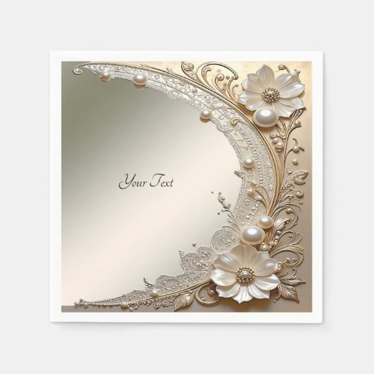 Serviette En Papier Fleurs de perles blanches modernes (Devant)