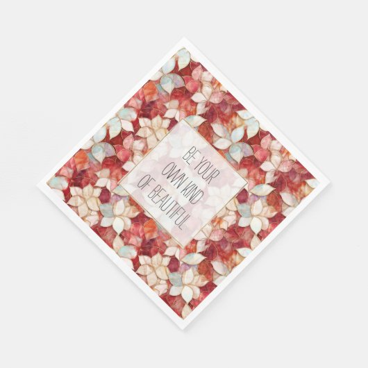 Serviette En Papier Fleurs de perles rouges (Coin)