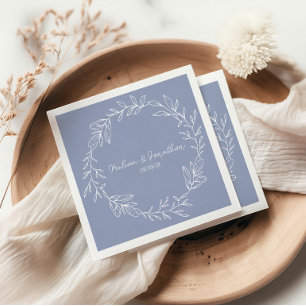 Serviette En Papier Fleurs de Pervenche Mariage Bohème Romantique