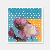 Serviette En Papier Fleurs de pivoine rose Élégant Papier serviettes (Devant)