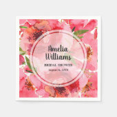 Serviette En Papier Fleurs de pivoines roses à l'aquarelle (Devant)