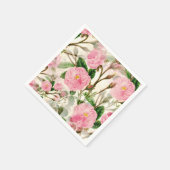 Serviette En Papier Fleurs de pivoines roses, Feuilles & Buds Motif (Coin)