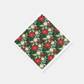Serviette En Papier Fleurs de Poinsettia et Noël Feuille (Coin)