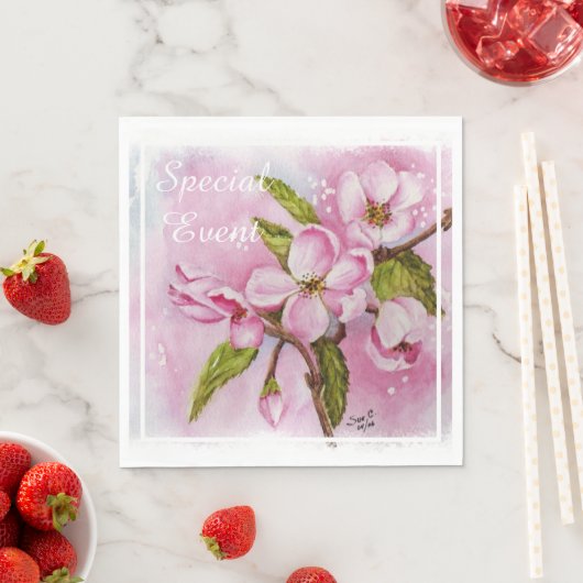 Serviette En Papier Fleurs de pomme rose (En situation)