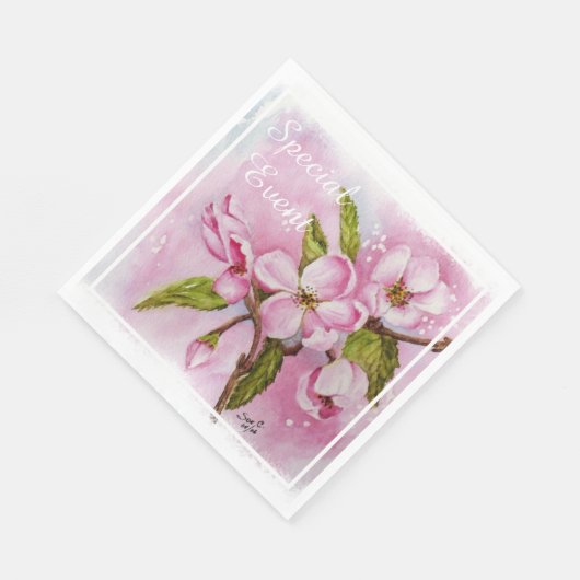 Serviette En Papier Fleurs de pomme rose (Coin)