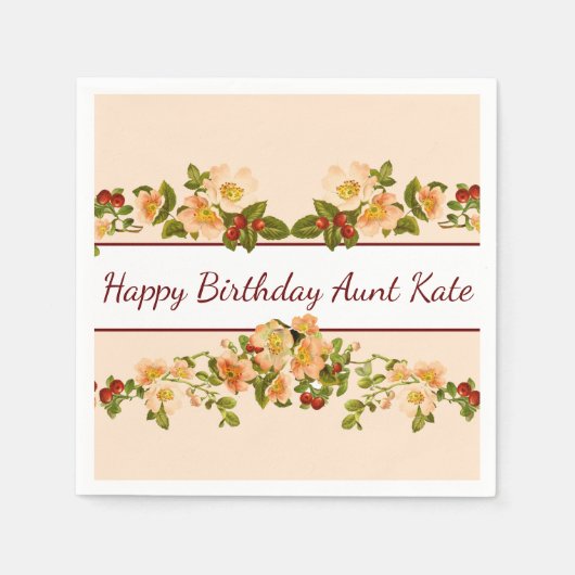 Serviette En Papier Fleurs de pommier et baies Féminin (Devant)