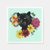 Serviette En Papier Fleurs de Portrait Jaguar Noir (Devant)