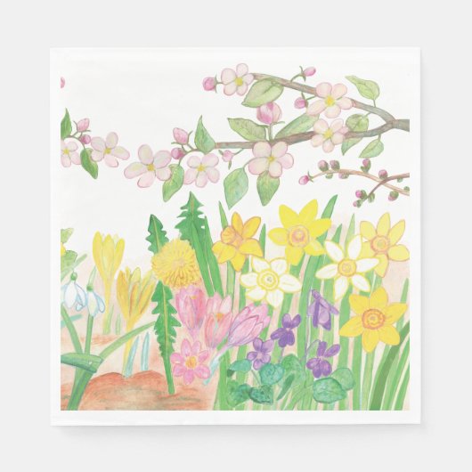 Serviette En Papier Fleurs de printemps (Devant)