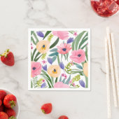 Serviette En Papier Fleurs de printemps | Aquarelle florale Pastel (En situation)