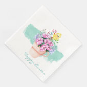 Serviette En Papier Fleurs de printemps avec poussins de Pâques (Coin)