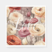 Serviette En Papier Fleurs de printemps de crème bourguignonne Amour M (Devant)