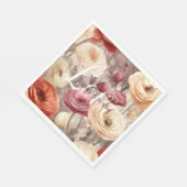 Serviette En Papier Fleurs de printemps de crème bourguignonne Amour M (Coin)