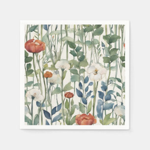 Serviette En Papier Fleurs de printemps sauvages Aquarelle Art