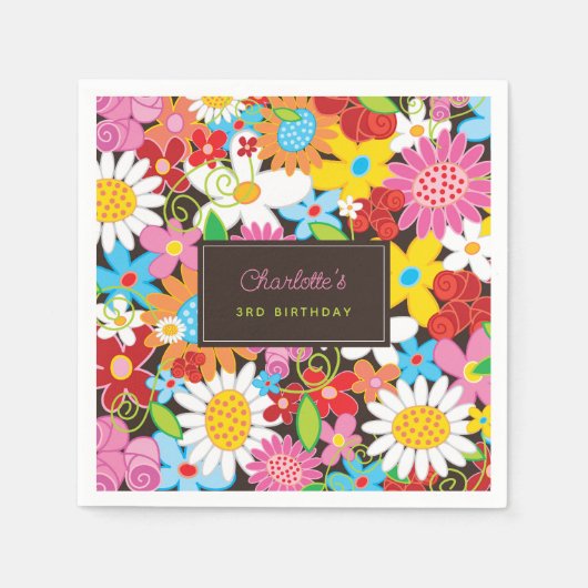 Serviette En Papier Fleurs de printemps Whimsical Jardin Fête d'annive (Devant)