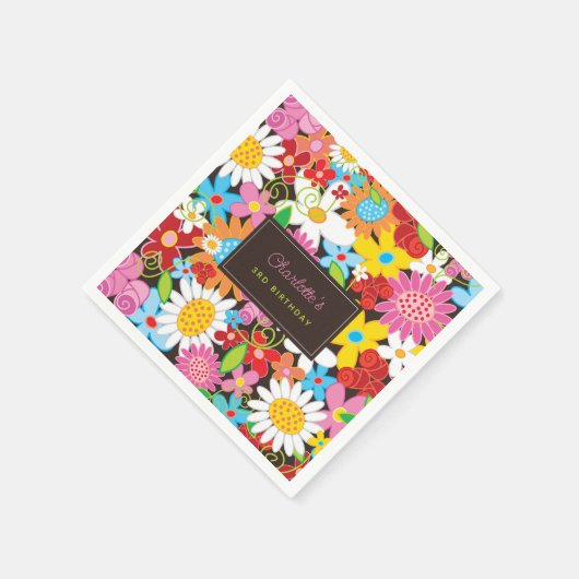Serviette En Papier Fleurs de printemps Whimsical Jardin Fête d'annive (Coin)