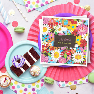Serviette En Papier Fleurs de printemps Whimsical Jardin Fête d'annive