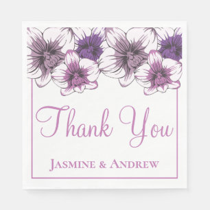 Serviette En Papier Fleurs de remerciement de mariage orchidée violett