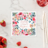 Serviette En Papier Fleurs de ressort aquarelle, Ombre rouge (En situation)