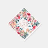 Serviette En Papier Fleurs de ressort aquarelle, Ombre rouge (Coin)